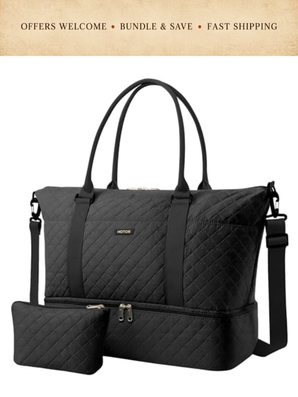 Large Travel Duffel Bag Weekender Carry On with Shoe Compartment Toiletry Bag